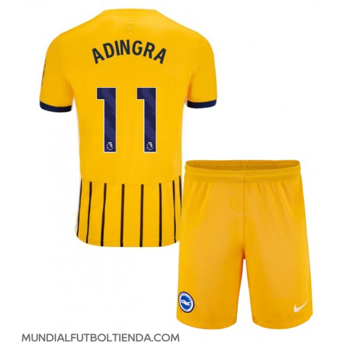 Camiseta Brighton Simon Adingra #11 Segunda Equipación Replica 2024-25 para niños mangas cortas (+ Pantalones cortos)